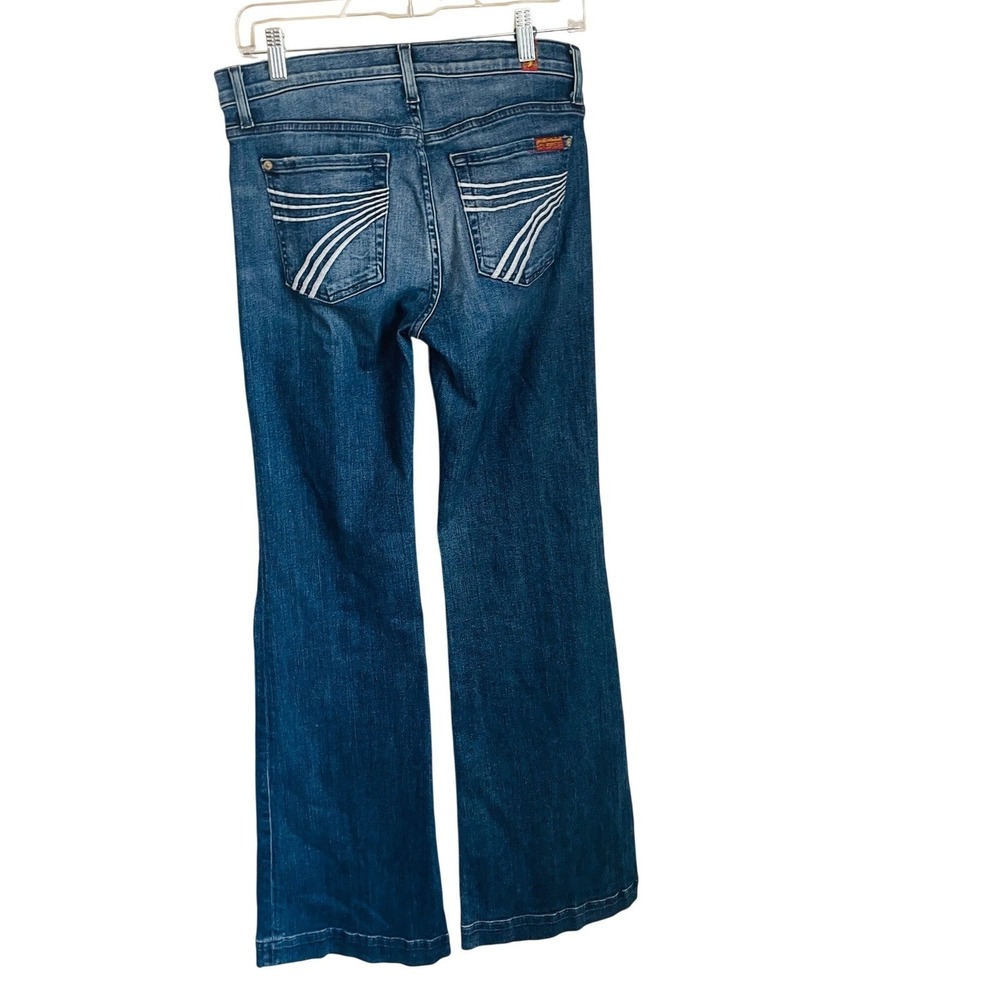7 For All Mankind Dojo Flare Jeans White Stitch 7 Pocket Size 28